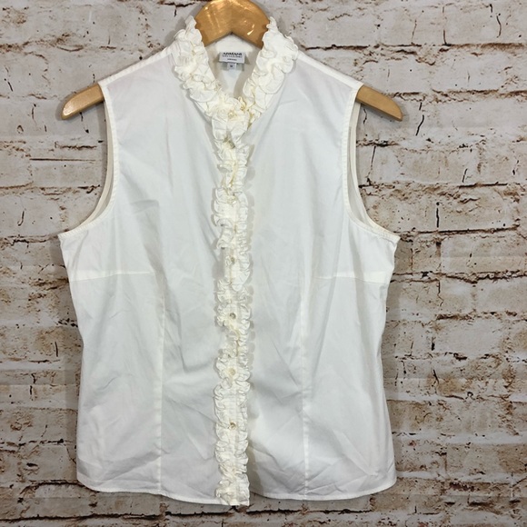 Armani Collezioni Tops - Armani Collezioni ruffled tank top button blouse